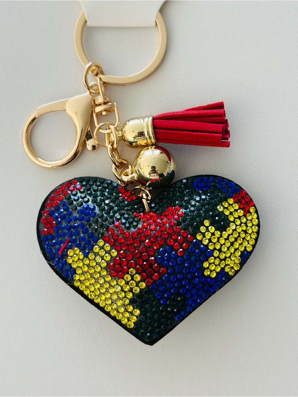 Autism Awareness Puzzle Rhinestone Heart Keychain